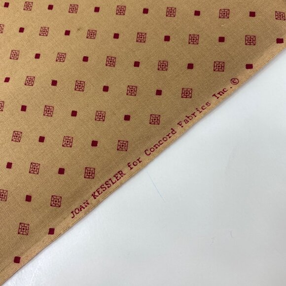 1/2 Yard Yd Quilting Fabric 18" x 22" Joan Kessler Concord Fabrics Beige Red - Picture 3 of 4